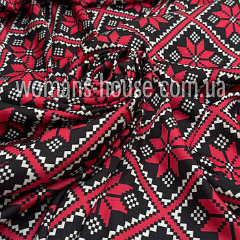 Супер софт друкований принт Орнамент вишивань на чорному