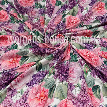 Супер софт друкований принт Троянди з бузком