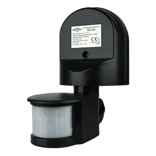 Інфрачервоний датчик руху BIOM IRM-02B max 1200Вт 180° чорний настінний (18915)