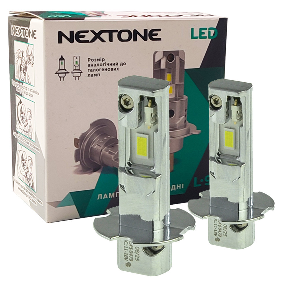 Лампа світлодіодна для фар NEXTONE LED L9 H3 6000K 6000LM 2 шт комплект, фото 1