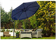 Садова парасоля JUST GARDEN Casablanca 3 м синя, велика, з вентиляцією та регулюванням, фото 3