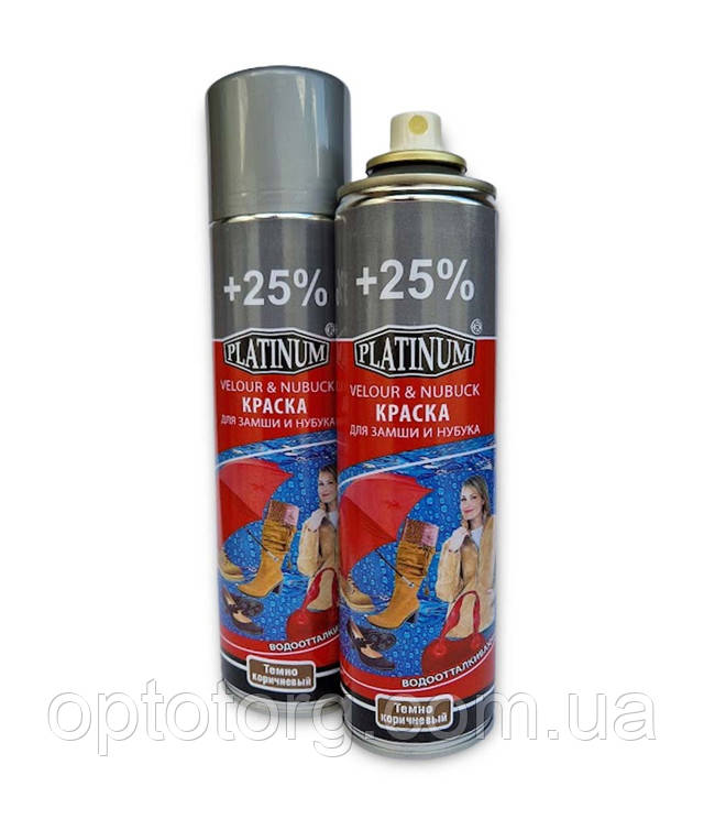 Фарба Темно коричнева для замші, велюру, нубука Платинум Platinum 300мл optotorg.com.ua Фарба Темно коричнева для замші, велюру, нубука Платинум Platinum 300мл