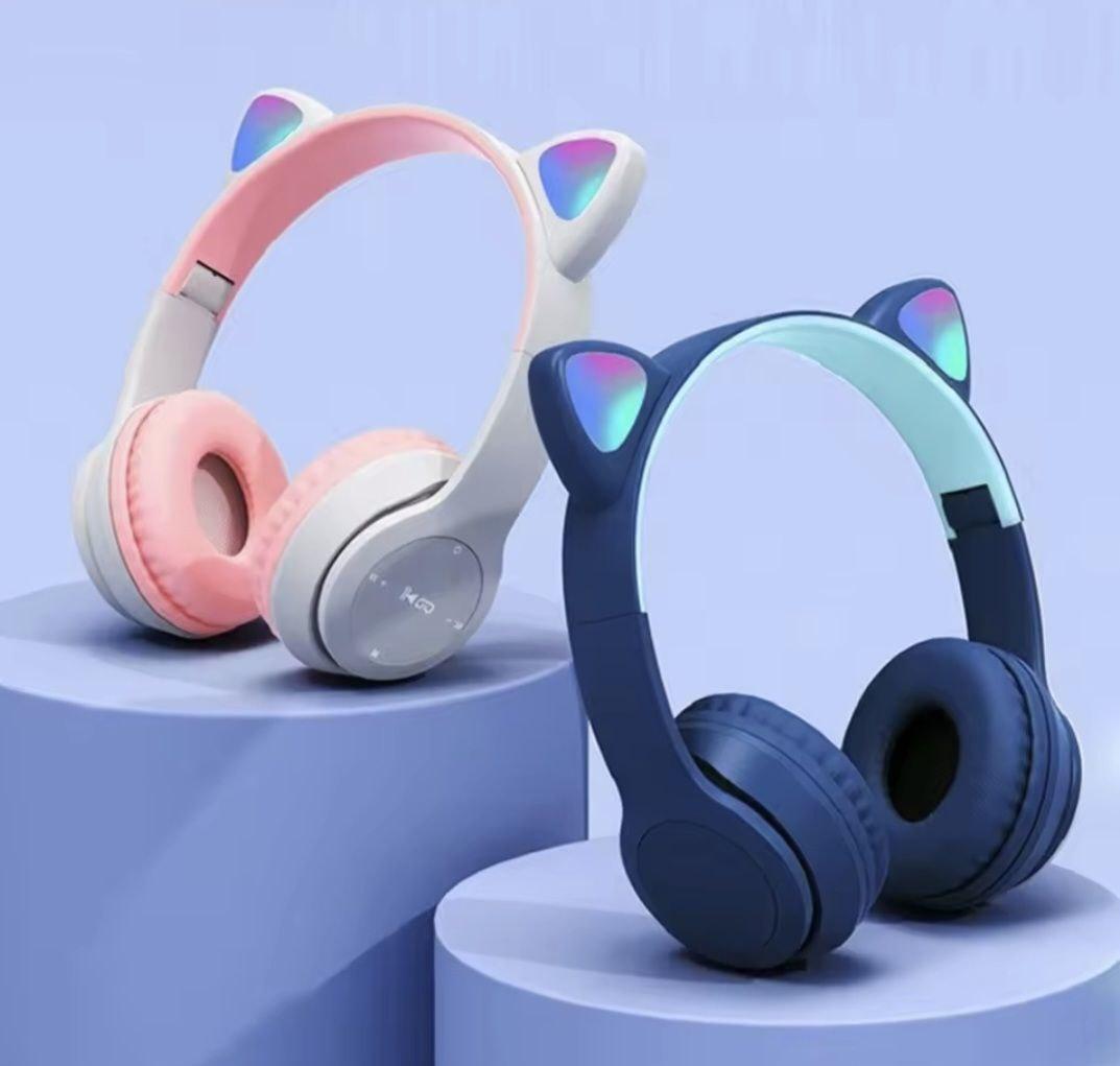 Дитячі навушники що світяться, бездротові bluetooth навушники з котячими вушками