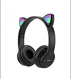 Рожеві бездротові навушники, дитячі bluetooth навушники з підсвіткою «котячі вуха», фото 7