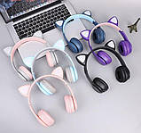 Рожеві бездротові навушники, дитячі bluetooth навушники з підсвіткою «котячі вуха», фото 2
