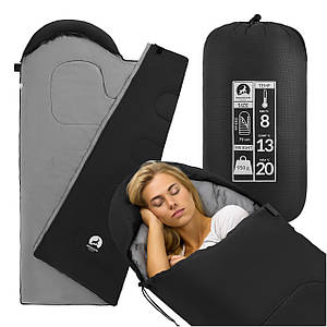 Спальний мішок (спальник) ковдра Mountain Goat 2 в 1 Standard 8 ...+20°C R Black/Grey (P-5905973400954)