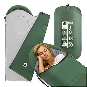 Спальний мішок (спальник) ковдра Mountain Goat 2 в 1 Standard 8 ...+20°C R Olive/Grey (P-5905973400961)