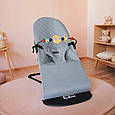 Дитячий шезлонг (крісло-гойдалка) + дуга з іграшками - Світло-сірий, фото 2