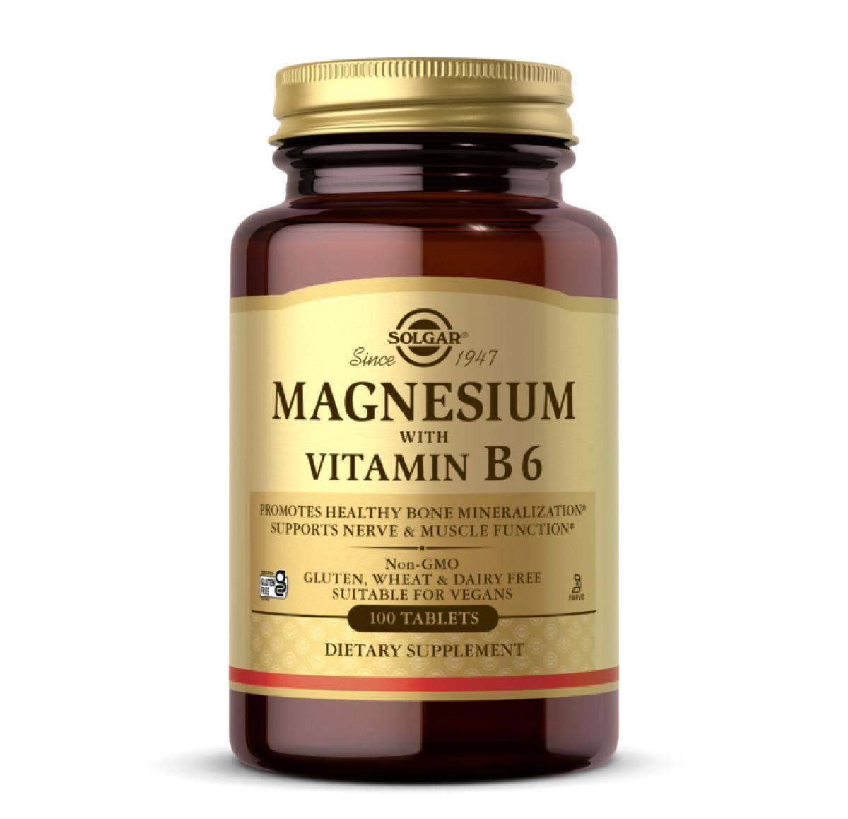 Магній з вітаміном B6 Solgar Magnesium with Vitamin B6, 250 таблеток, фото 1