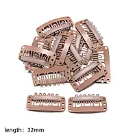 Набір із 5 бежевих металевих затискачів 32×15 мм – надійне кріплення для перук і нарощування волосся!