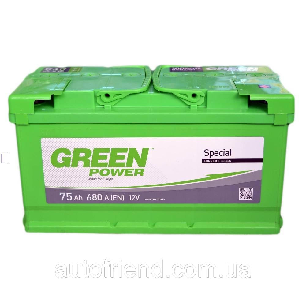 Акумулятор GREEN POWER Standart 75Ah Єв (-/+) (680EN) (д278*ш175*в190), фото 1