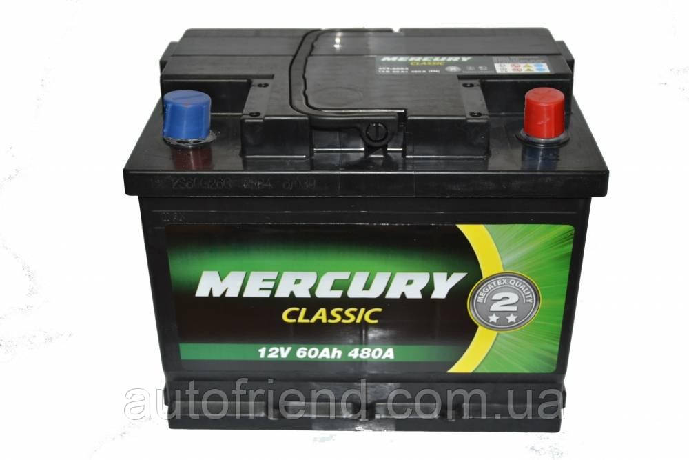 Акумулятор MERCURY CLASSIC 60Ah Єв (-/+) (480EN) (д242*ш175*в190) 25917, фото 1