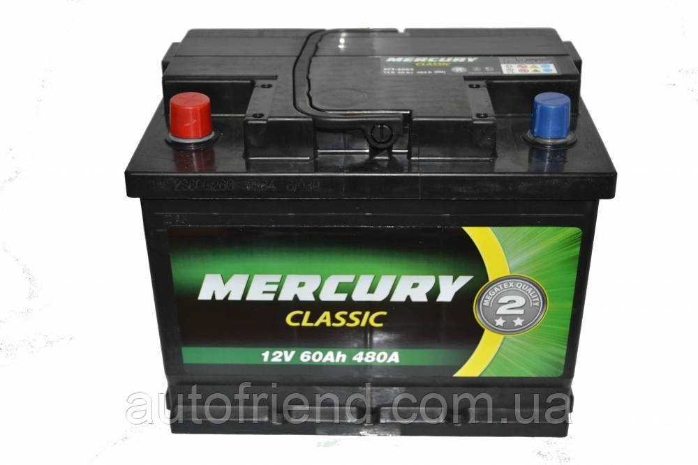 Акумулятор MERCURY CLASSIC 60Ah (+/-) (480EN) (д242*ш175*в190) 25918, фото 1