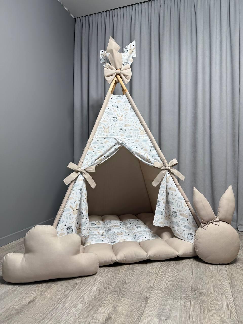 Вігвам для дітей Совенята 7 БОНБОН Повний комплект, вігвам для хлопчика, дитячий вігвам, вігвам для дівчинки, дитячий намет - фото 1 - id-p2666028958