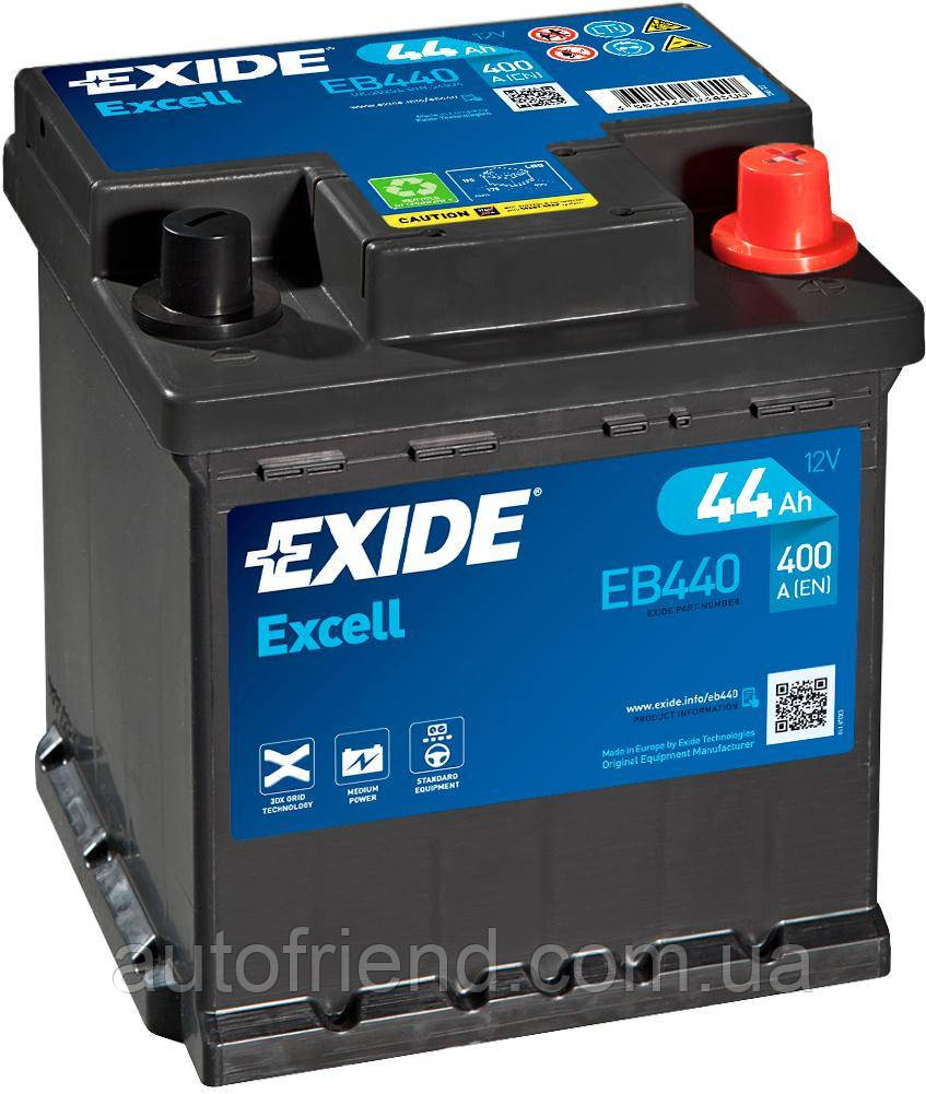 Акумулятор EXIDE EXCELL 44Ah Єв (-/+) (400EN) (д175*ш175*в190) EB440, фото 1