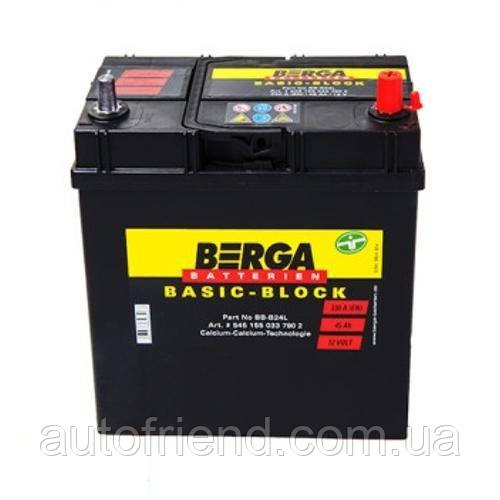 Акумулятор BERGA Basicblock 45Ah ASIA Єв (-/+) ТК (330EN) (д237*ш127*в227), фото 1