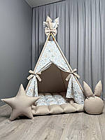 Вігвам для дітей Совенята 8 БОНБОН Повний комплект, вігвам для хлопчика, дитячий вігвам, вігвам для дівчинки, дитячий намет