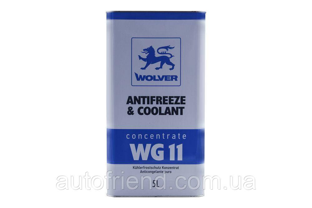 Концентрат антифриза WOLVER ANTIFREEZE & COOLANT CONCENTRATE WG11 синий 5л (4шт уп), фото 1