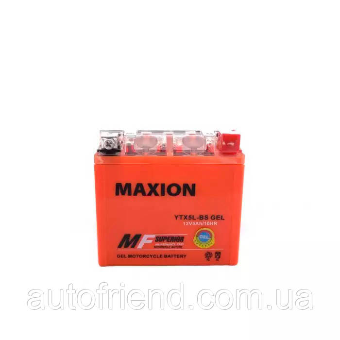 Акумулятор Мото MAXION YTX GEL 5Ah Ев (-/+) (д113*ш70*в108) YTX5L-BS(GEL), фото 1