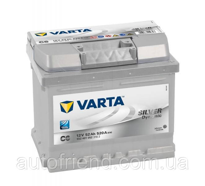 Акумулятор Varta Silver Dynamic/SLI 52Ah Н Єв (-/+) (520EN) (д207*ш175*в175) C6, фото 1