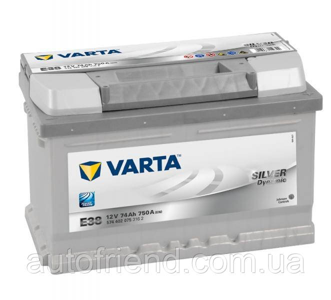 Акумулятор Varta Silver Dynamic 74Ah Н Єв (-/+) (750EN) (д278*ш175*в175) E38, фото 1