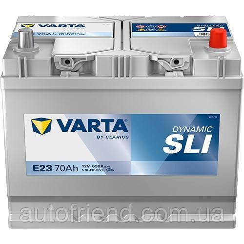 Акумулятор Varta Blue Dynamic/SLI 70Ah ASIA Єв (-/+) (630EN) (д260*ш173*в225) E23, фото 1