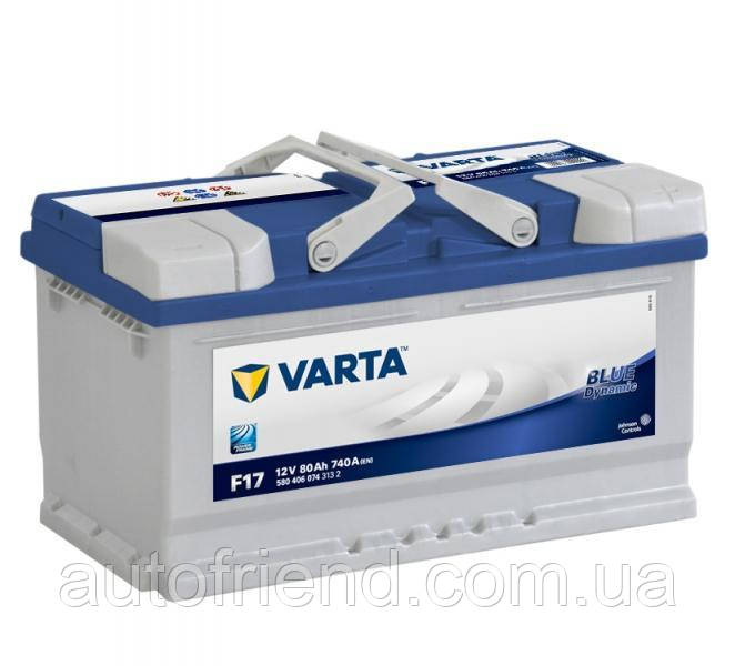 Акумулятор Varta Blue Dynamic 80Ah Н Єв (-/+) (740EN) (д315*ш175*в175) F17, фото 1