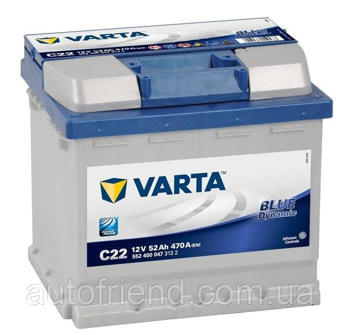 Акумулятор Varta Blue Dynamic 52Ah Єв (-/+) (470EN) (д207*ш175*в190) C22, фото 1