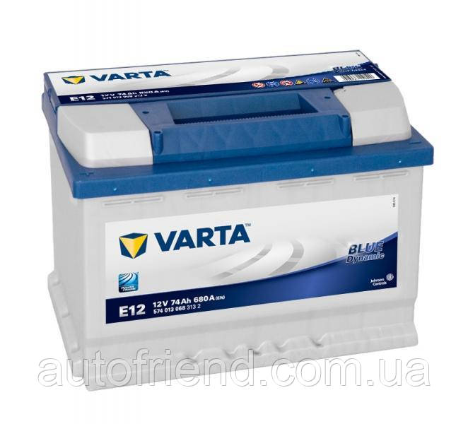 Акумулятор Varta Blue Dynamic 74Ah (+/-) (680EN) (д278*ш175*в190) E12, фото 1