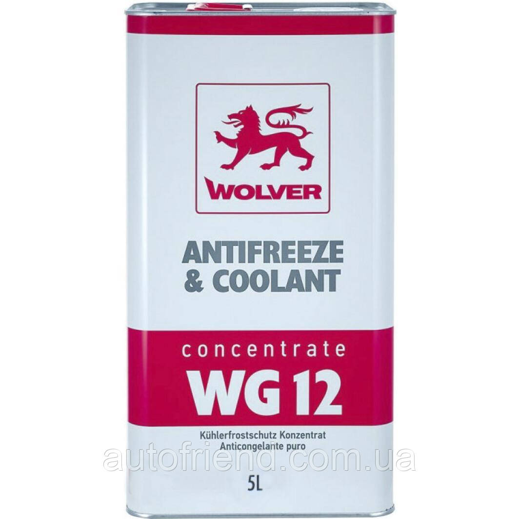 Концентрат антифриза WOLVER ANTIFREEZE & COOLANT CONCENTRATE WG12+ червь. 5л (4шт уп), фото 1