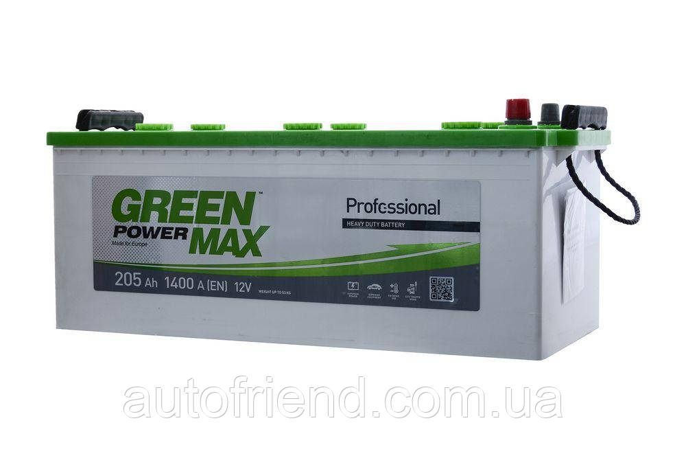 Акумулятор GREEN POWER MAX 205Ah бокова(+/-) (1400EN) (д513*ш223*в223) з нижн. бурт, фото 1