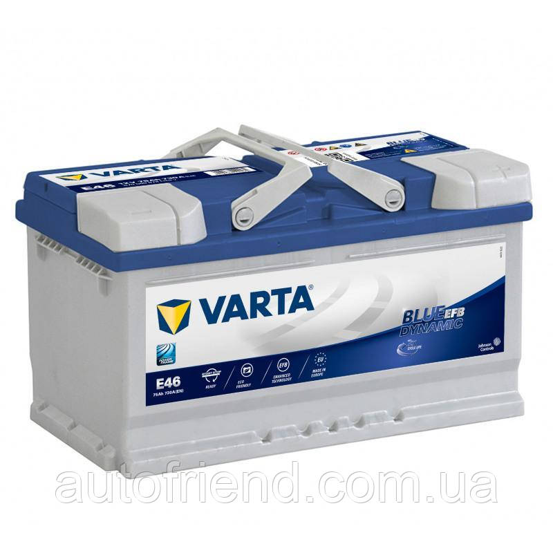 Акумулятор Varta Blue Dynamic EFB 75Ah Н Єв (-/+) (730EN) (д315*ш175*в175) E46, фото 1