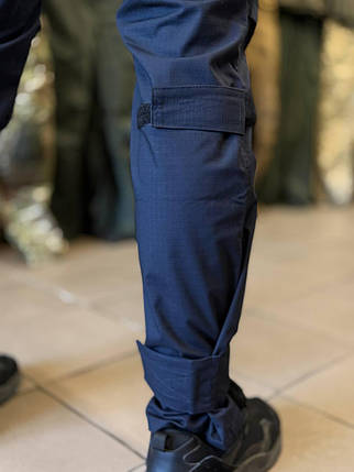 Штани rip-stop стрейч, 59% бавовна, темно-синій, фото 2