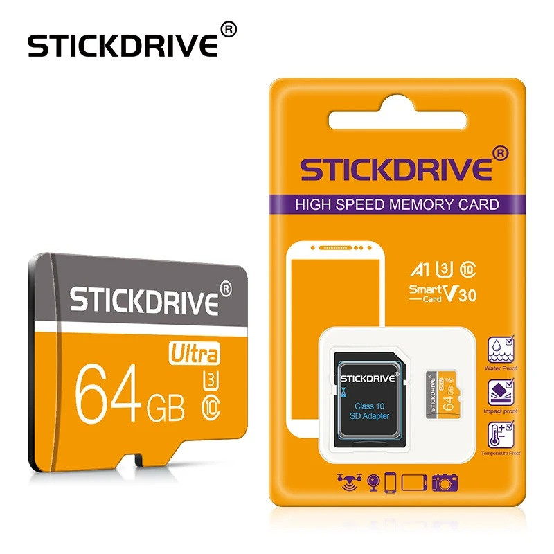Карта пам’яті Micro SD 64GB Class 10 з адаптером — флеш карта для смартфонів, камер, дронів