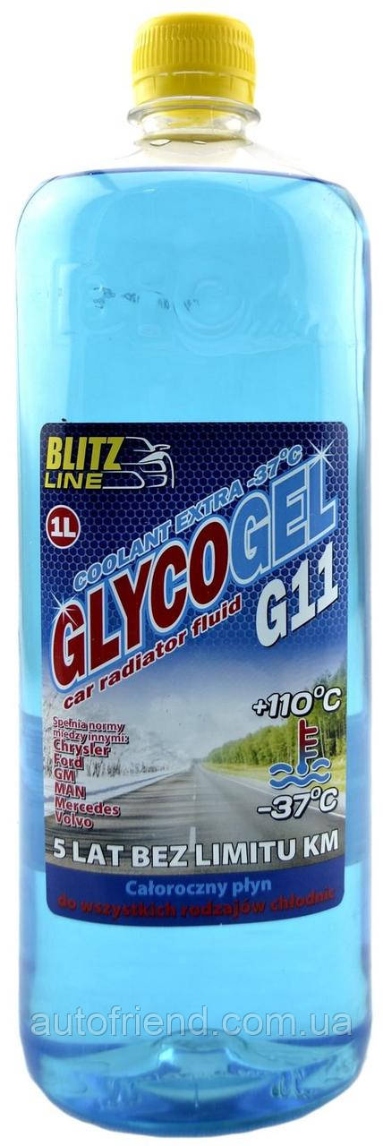 Антифриз Blitz Line Glycogel G11 ready-mix -37 °C син, ПЕТ 1 л (1,1кг.) (BioLine Poland), фото 1