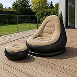 Надувне садове крісло шезлонг + пуф з насосом Gardlov 25365 Польща, фото 4