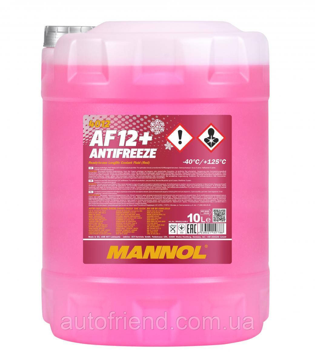 Антифриз MANNOL MN Antifreeze AF 12+ (-40) Longlife чор, 10 л, фото 1