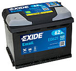 Акумулятор EXIDE EXCELL 62Ah (+/-) (540EN) (д242*ш175*в190) EB621, фото 2