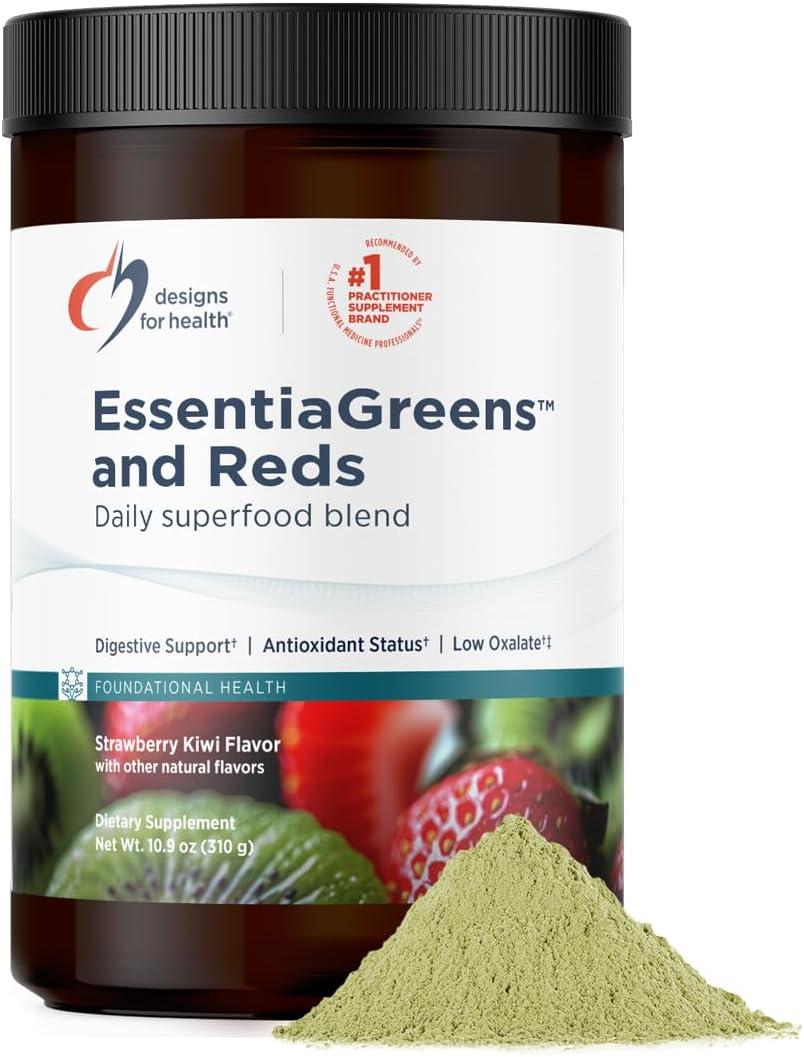 Designs for Health EssentiaGreens and Reds / Суміш зелені, овочів і фруктів смак полуниця-ківі 310 г