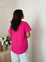 Шовкова жіноча блузка вільного крою малина, фото 3