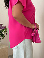 Шовкова жіноча блузка вільного крою малина, фото 4