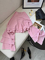 Блуза легка оверсайз із воланами пудра, фото 2