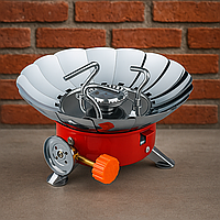 Портативна газова плита з вітрозахистом "Пелюстка", бутан, п'єзопідпал, чохол