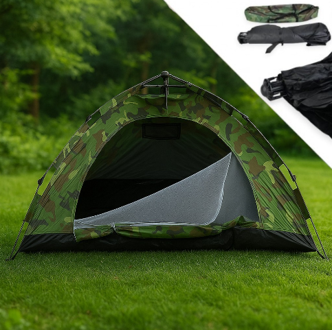 Намет туристичний автоматичний 2×2,5 м камуфляжний для кемпінгу, риболовлі, відпочинку з чохлом, фото 1