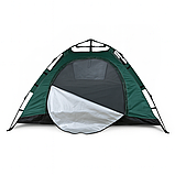 Туристичний автоматичний намет 2×2 м на 2–4 особи, зелений, швидке встановлення, чохол у комплекті, фото 6