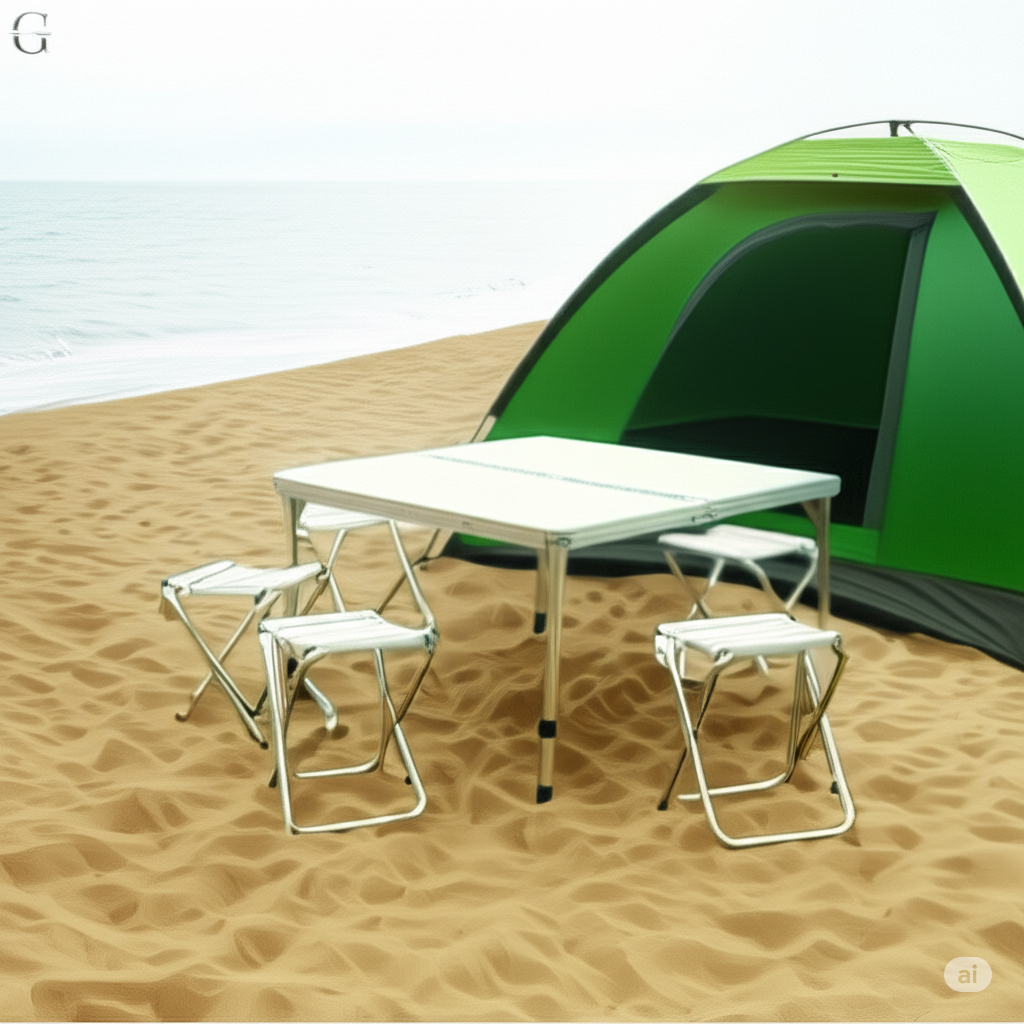 Автоматичний намет 2×2 м + складний стіл та 4 стільці для кемпінгу — набір для відпочинку на природі, фото 1