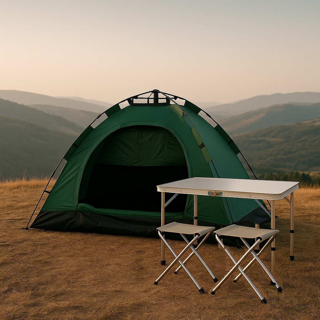 Набір для кемпінгу: намет 2×1.5 м + туристичний стіл та 4 стільці, фото 1
