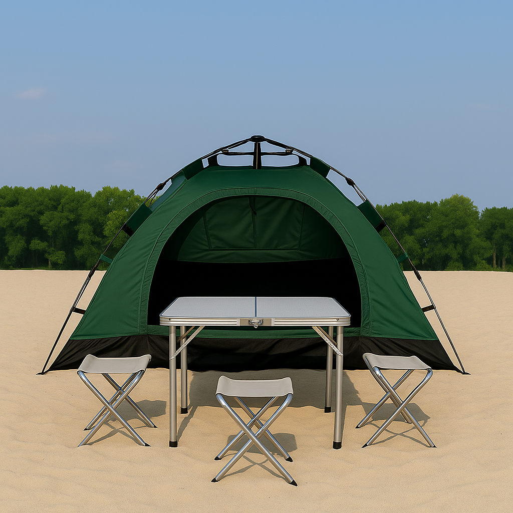 Набір для кемпінгу: намет 2.3× 2.3 м + туристичний стіл та 4 стільці, фото 1