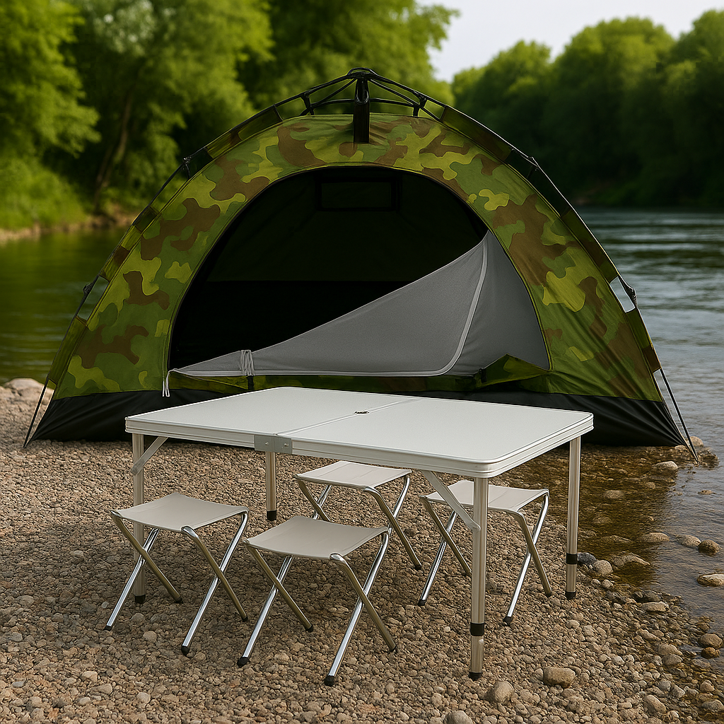 Набір для кемпінгу: автоматична палатка 2×2.5 м + складний стіл і 4 стільці., фото 1