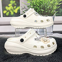 Крокси жіночі Progress білі з джибітсами на платформі 4868, фото 2